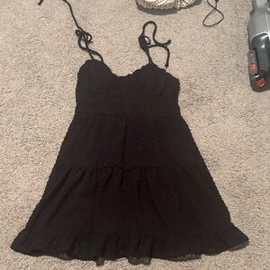Black Sleeveless Dress with Tie Straps